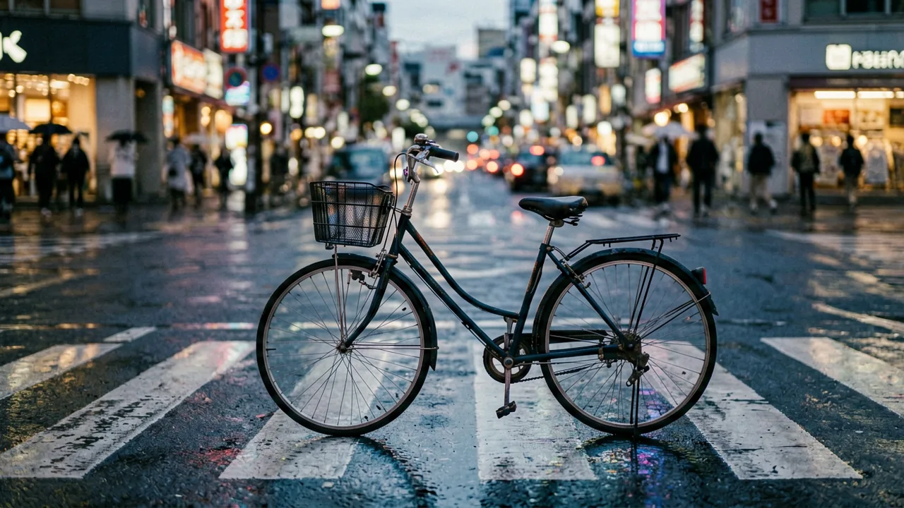 傍晚湿漉路口与霓虹倒影的街景视频封面